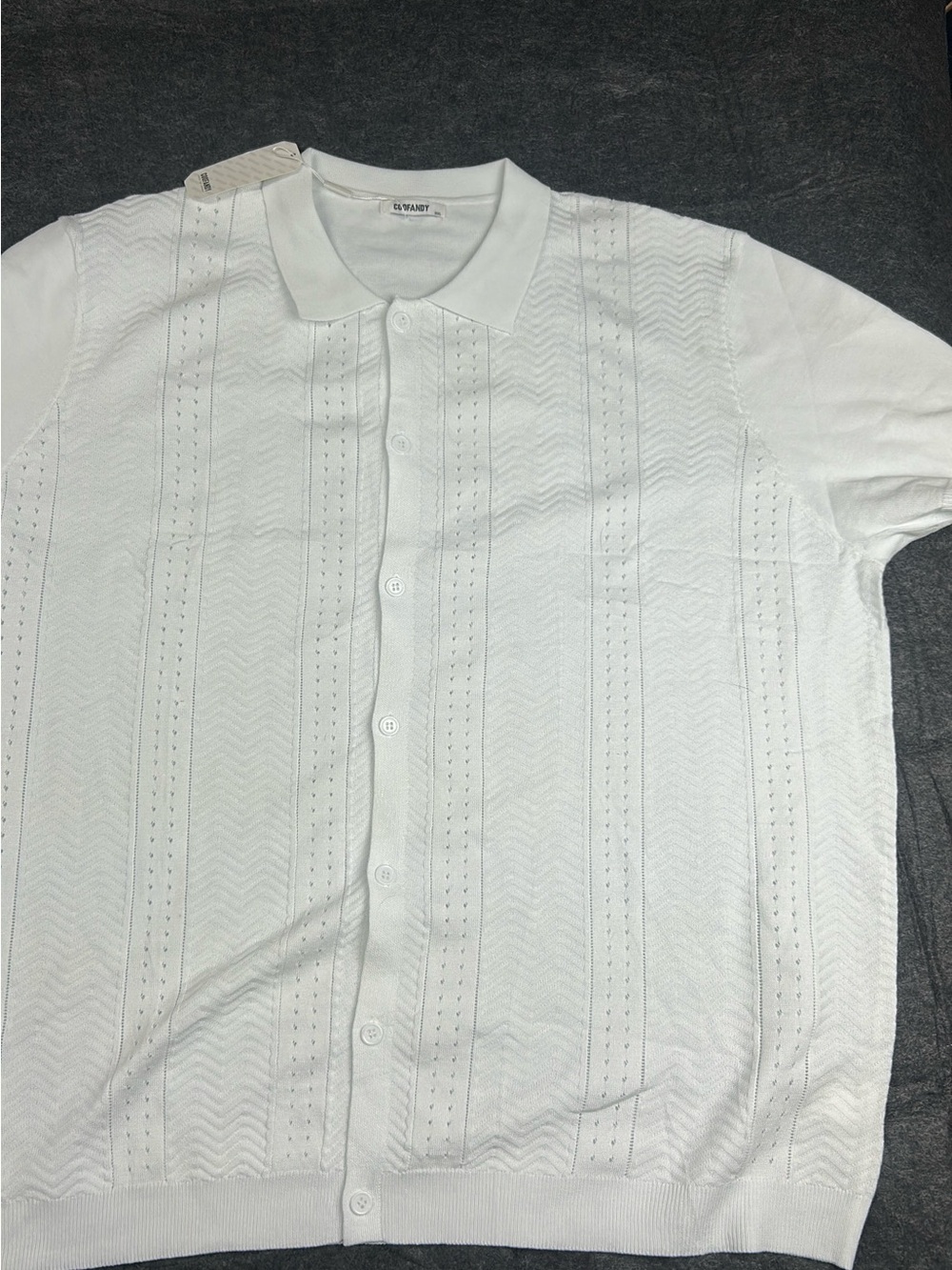 Men's Coofandy Golf Style White Short-Sleeve Button-Front Polo Cardigan